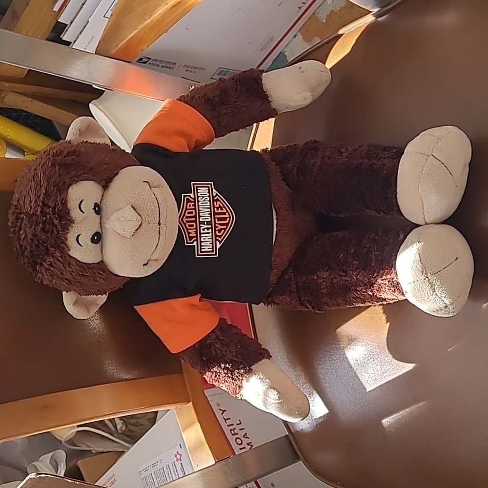 Stuffed monkey with Harley-Davidson t-shirt by Build-A-Bear
